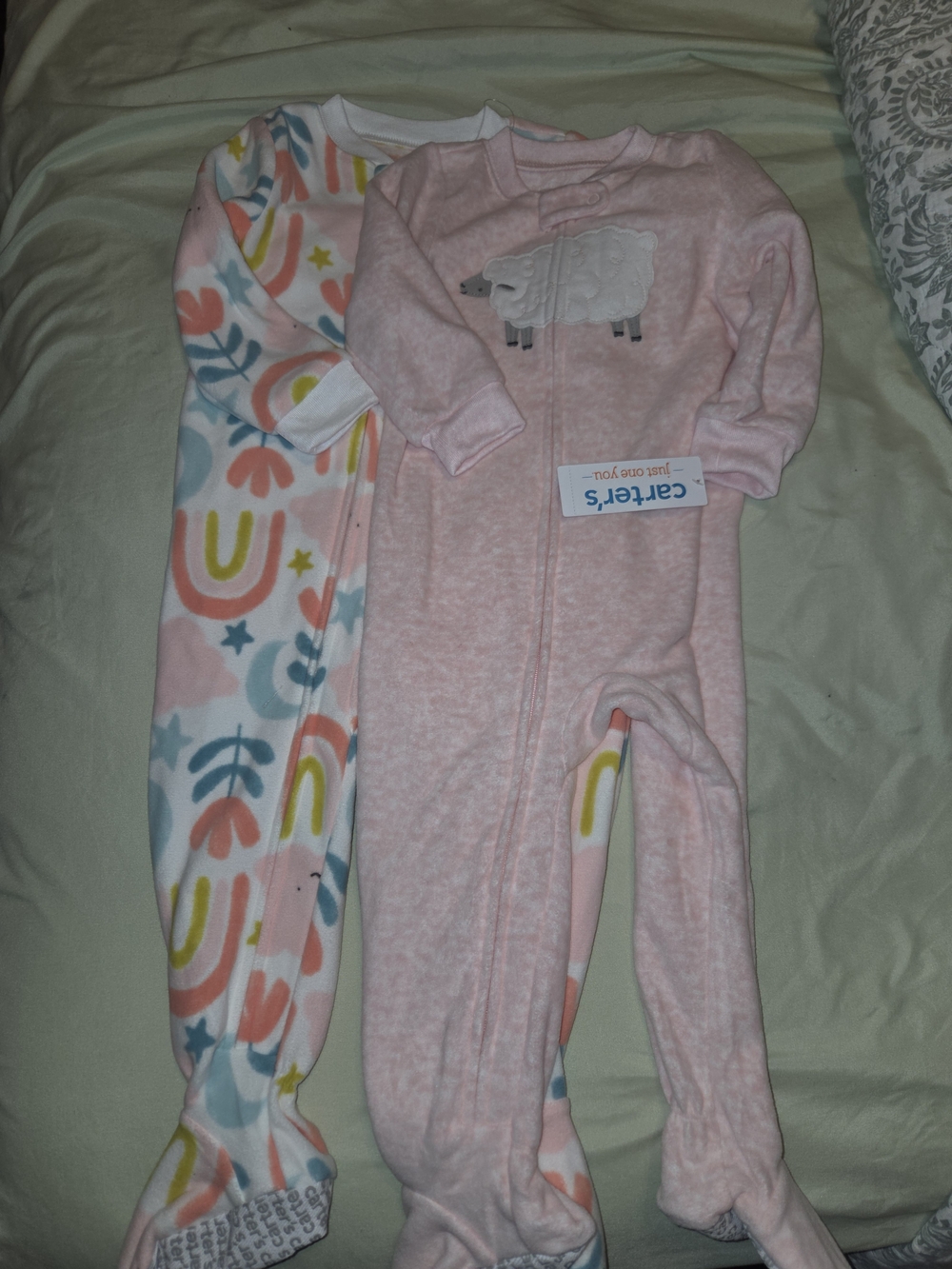 Carter's Pastel Pink Lamb & Rainbow Print Footed Pajama Set